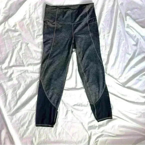 Athleta 3/4 Leggings dark gray with copper color thread and mesh detail Size S - Picture 3 of 3